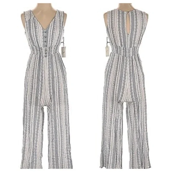 Japna Pants Jumpsuits Japna Jumpsuit White And Blue Womens
